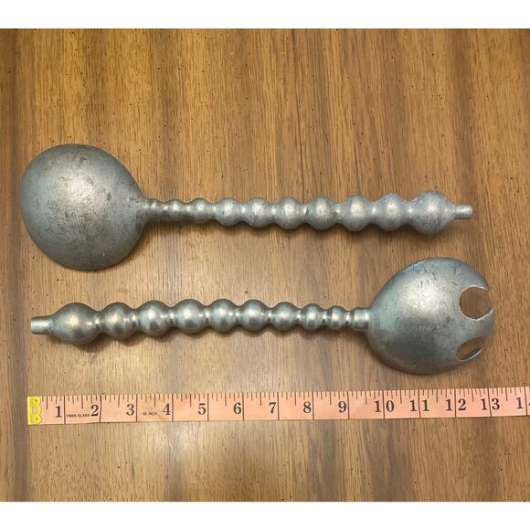 Vintage‎ SCA Larp Medieval Renaissance Pewter Serving Set 13' Fork and Spoon - Picture 3 of 3